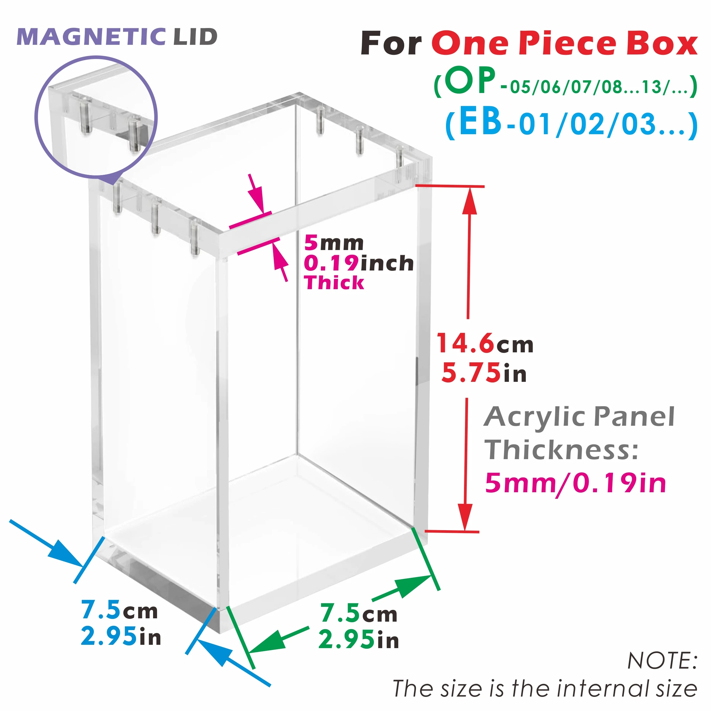 حافظة عرض مغناطيسية من الأكريليك لقطعة واحدة يابانية (OP-05/06/07/08...& EB-01/02/03...)