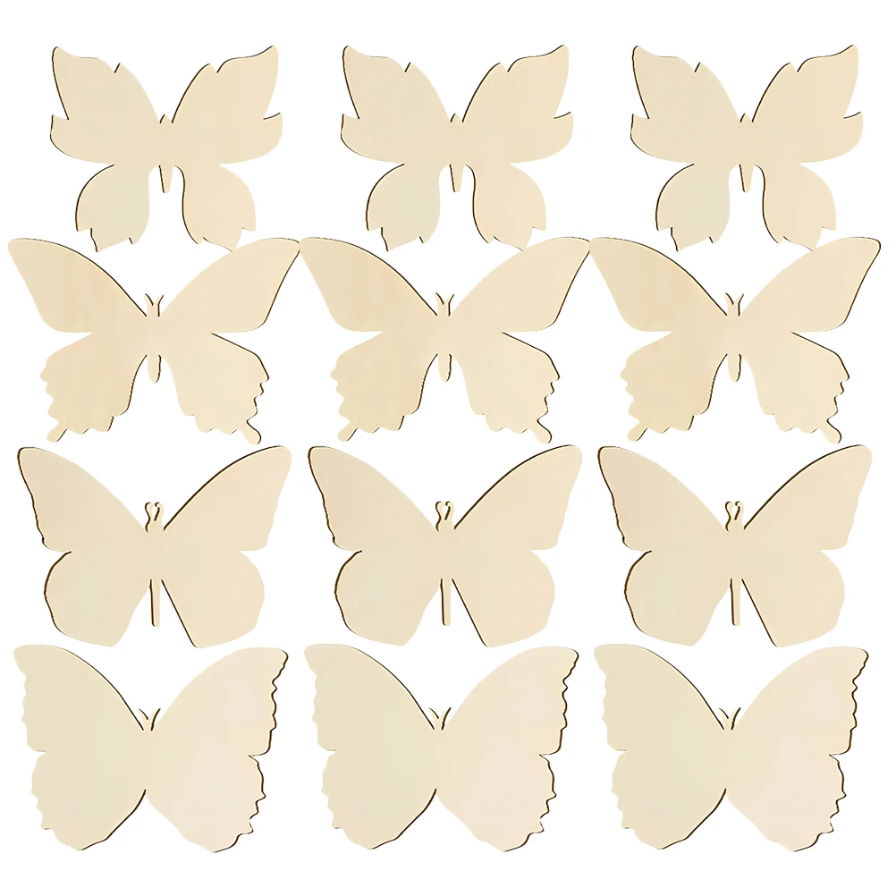 

48 Pcs Painted Decorative Wood Pieces Crafts Butterfly Decoration Small Cutouts Round Handmade