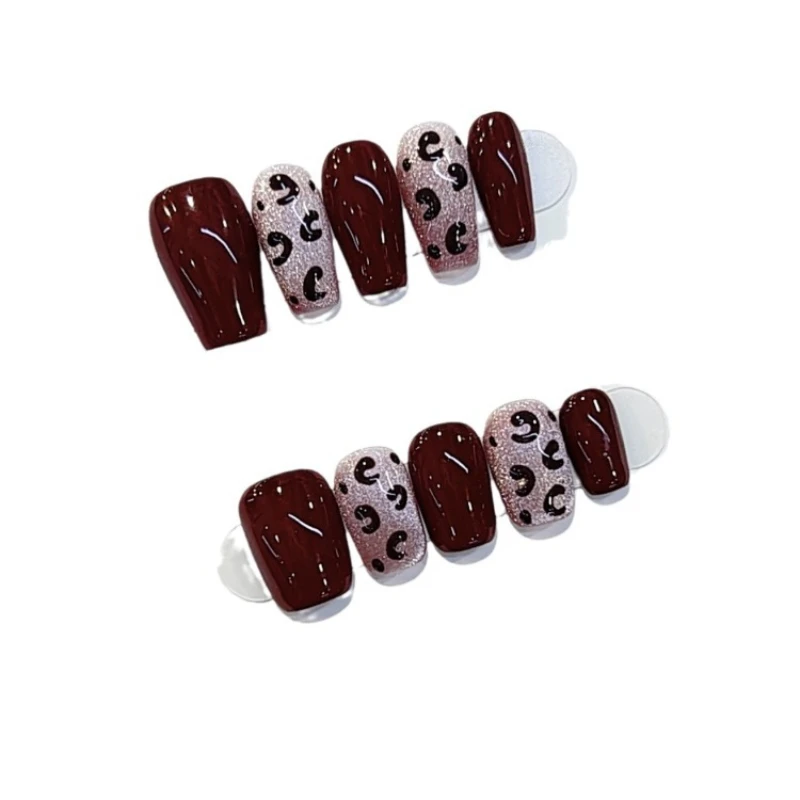 

Pure handmade phototherapy wearing nail cat's eye Merad leopard print nail patch removable