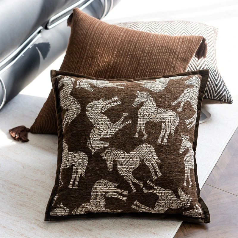 Premium Chenille Jacquard Woven Cushion Cover Melard Vintage Throw Pillow Cover Mid Century Modern Sofa Cushion Case Home Decor