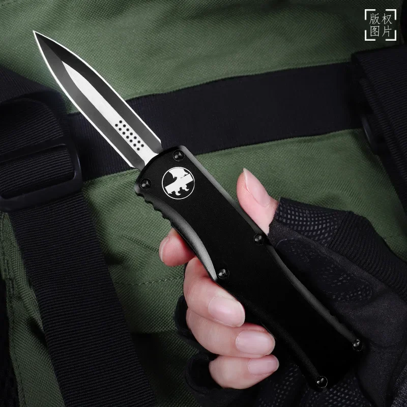 

Hera Sereis MICRO TECK TECH Knife EDC Self Defense Tactical Military Combat Pocket Knife D2 Black Coated Blade Top Ver