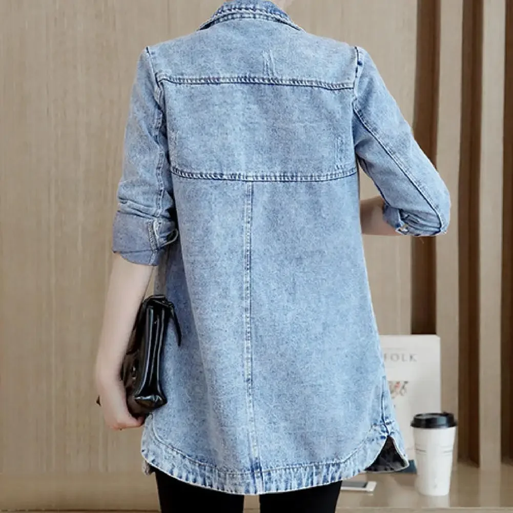 Trending Products Large Size Trench Coat Women Outerwear Denim Jacket Embroidery Autumn Clothing  Fashion 2022 Hot