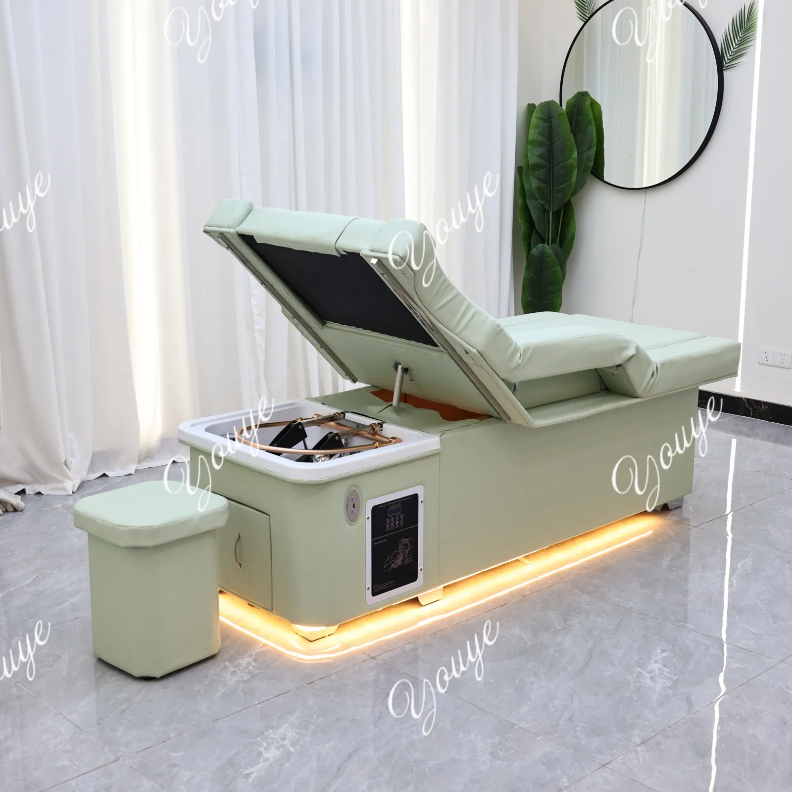 رفع كهربائي نوع الشامبو السرير رئيس سبا التبخير دورة المياه حوض شامبو طاولة التدليك حمام القدم صالون الأثاث #1