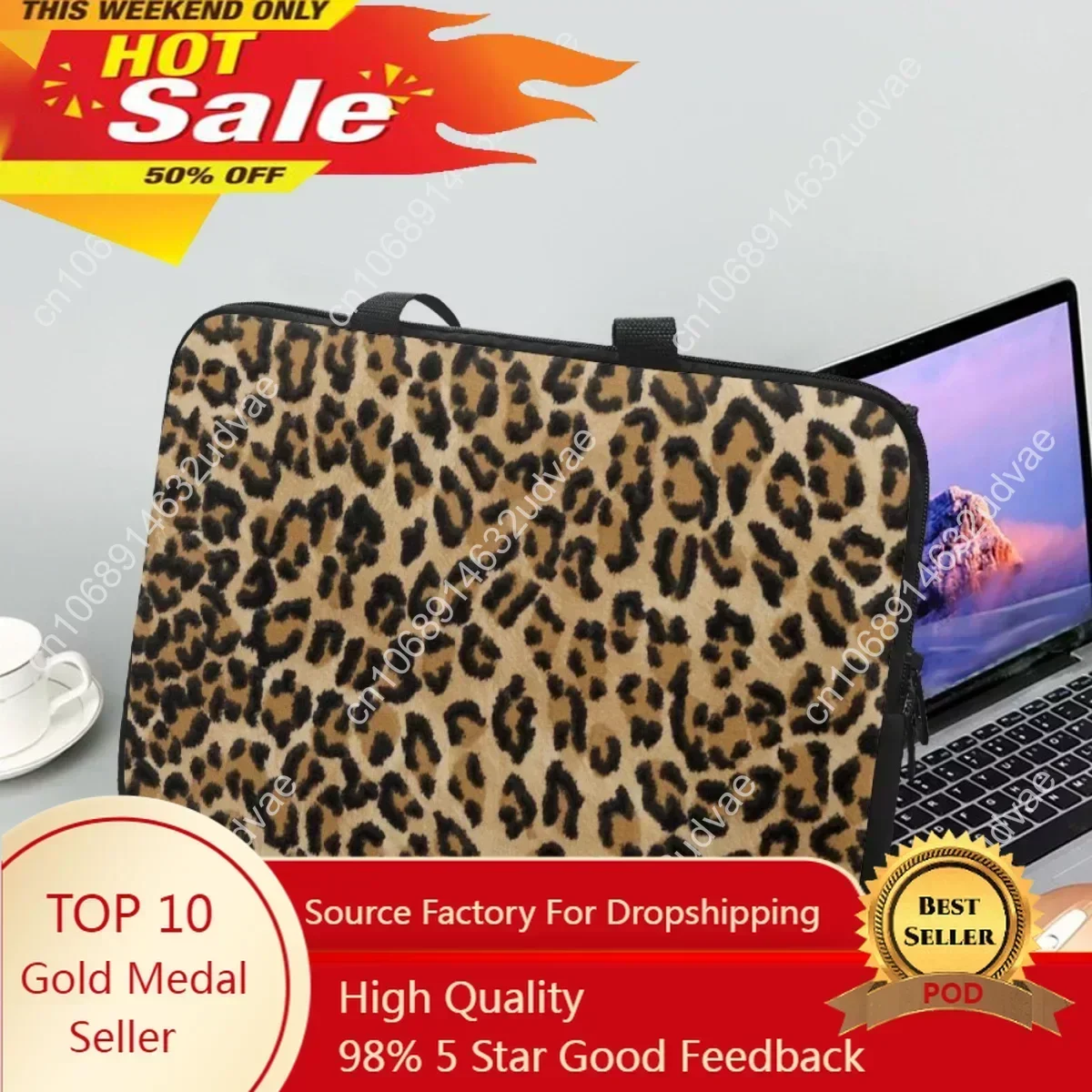 Luxury Leopard Print Laptop Bag Casual Portable Computer Case Tablet Bag Tablet Sleeve Cases For 10 12 13 15 17inch Pc Handbags