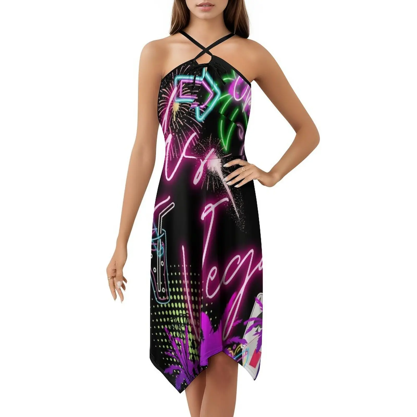 فستان Las Vegas T للسيدات هيب هوب ملابس الشارع الشهير مطبوع عليه رسومات جرافيكية للحفلات والنوادي ملابس Lasvegas Gambling Gamer النسائية #5