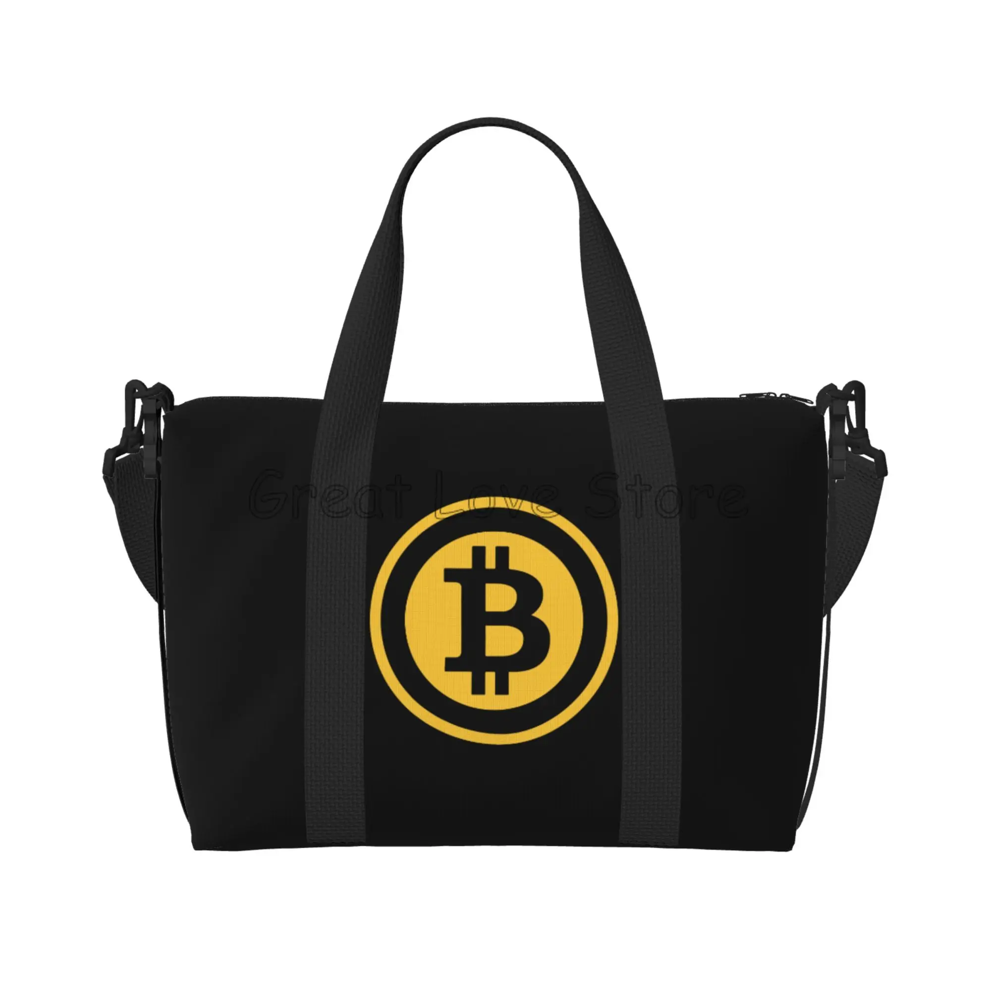 

Дорожная спортивная сумка с логотипом Bitcoin для мужчин и женщин, ночные сумки Weekender, портативная тренировочная сумка, сумки для занятий спортом, тренажерным залом, йогой