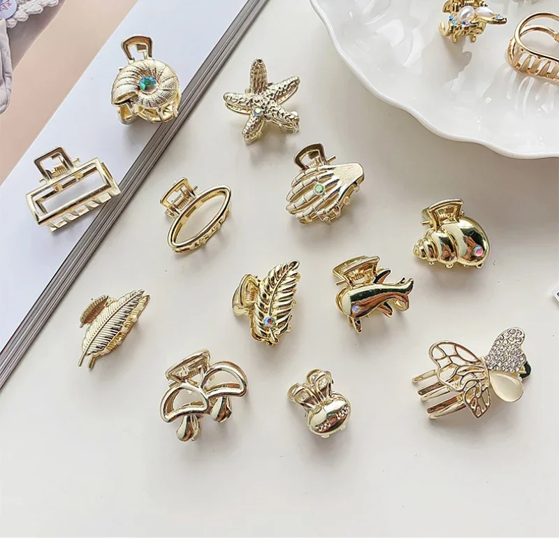 Mini Hairpin Starfish Claw Elegant Hair Accessories Metal Shell Hair Crab Clip Hair Accessories Heart-shaped Bangs Hairs Bow