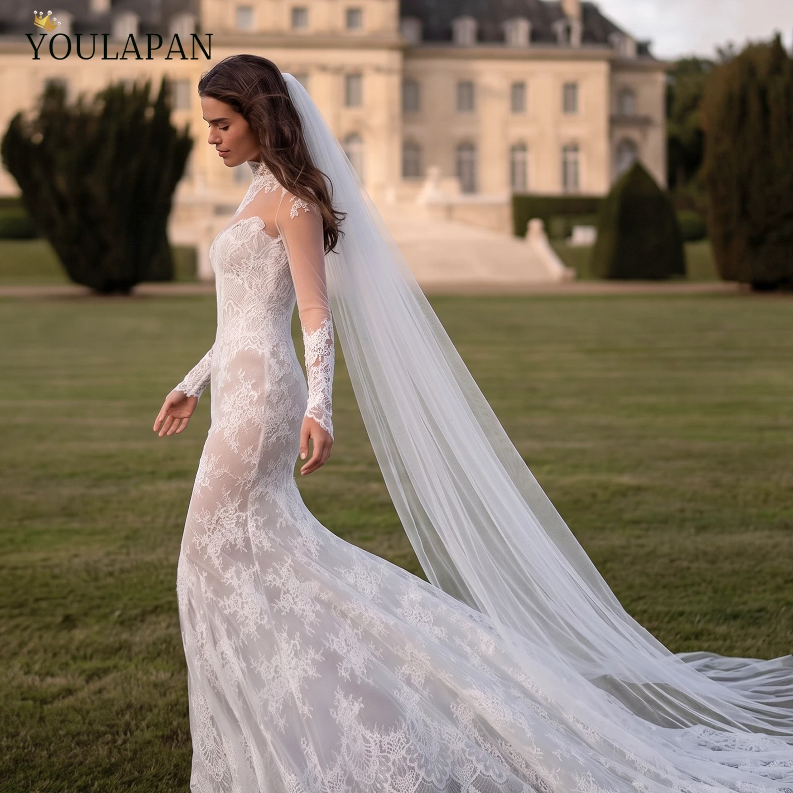 YouLaPan Extra Long Cathedral Bridal Veil Plain Soft Tulle Wedding Veil With Comb For Wedding Dress Accessories M92