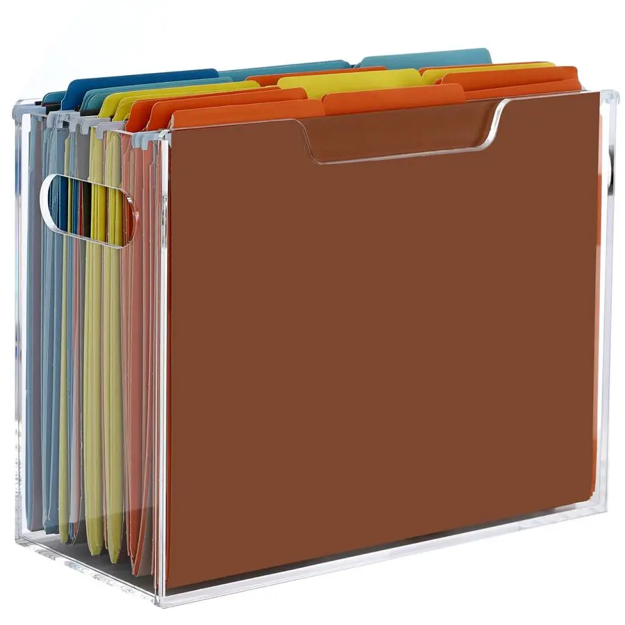 

Акриловый органайзер для файлов, подвесной ящик для документов, держатель для файлов с ручками для форматов Letter и A4, прозрачный настольный органайзер для документов