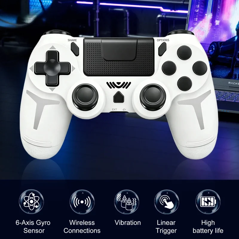 GAMINJA Wireless Gamepad 6-axis Gyroscope Dual Vibration With Touch Pad For PS4 PS3 Console Computer PC Bluetooth Controller