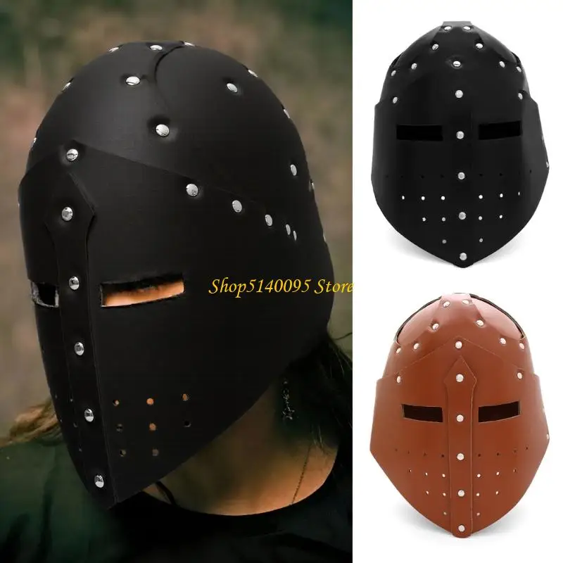 Dxae Leather Knights Helmet Medieval Barbute na Halloween Partię Partię Partii