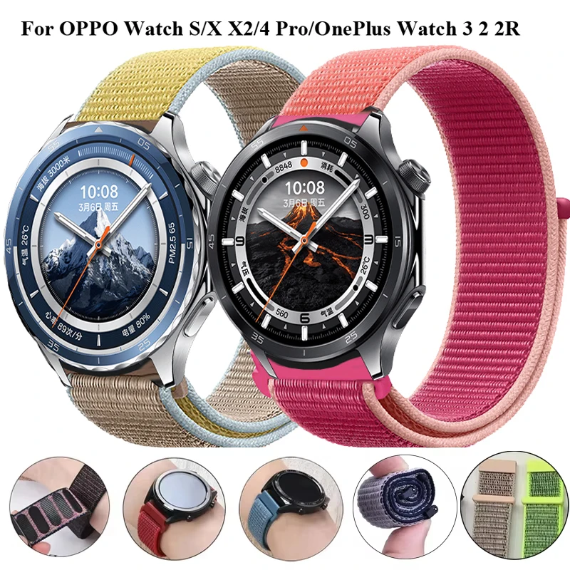 22mm Nylon Loop Band For OPPO Watch S X X2 4 Pro Wristband Strap For OnePlus Watch 3 2 2R/OnePlus Watch 46mm Bracelet Correa