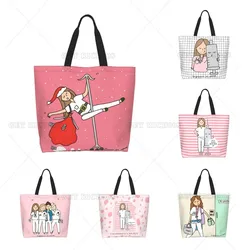 Cartoon Santa Doctor Nurse Grocery Bags Large Capacity Aesthetic Merch for Woman Work Shopping Shoulder Bag Tote Bags for Adults