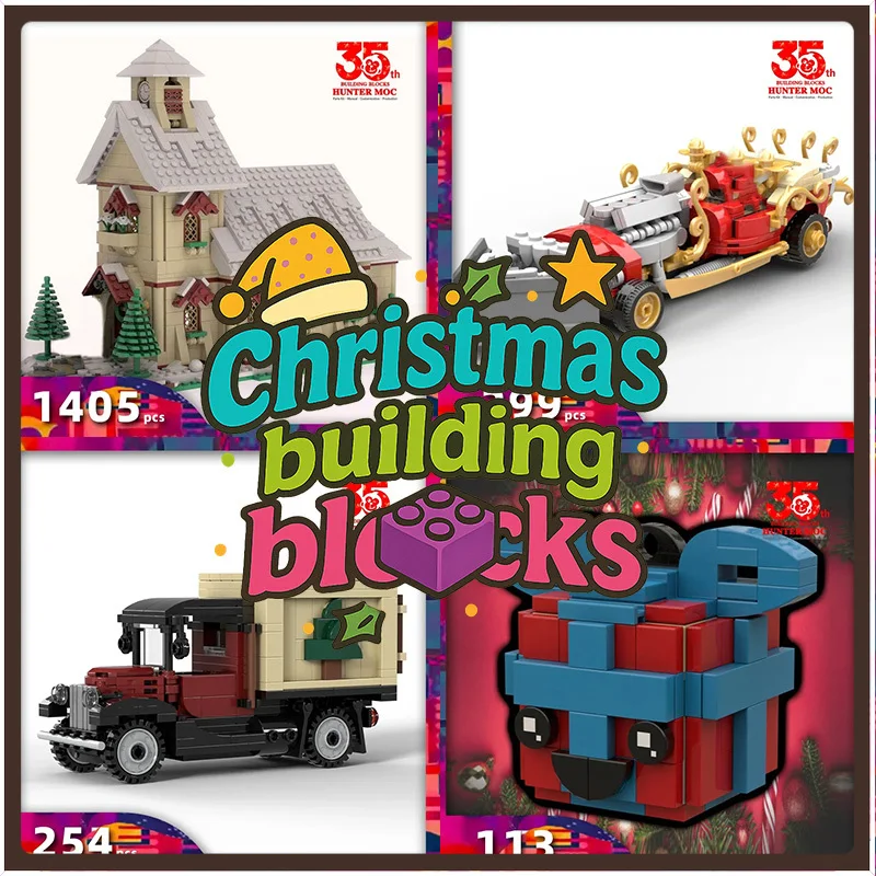 

Build a Santa-visited Vacation House & Xmas Train – 2025 Christmas Village Building Blocks for Adults