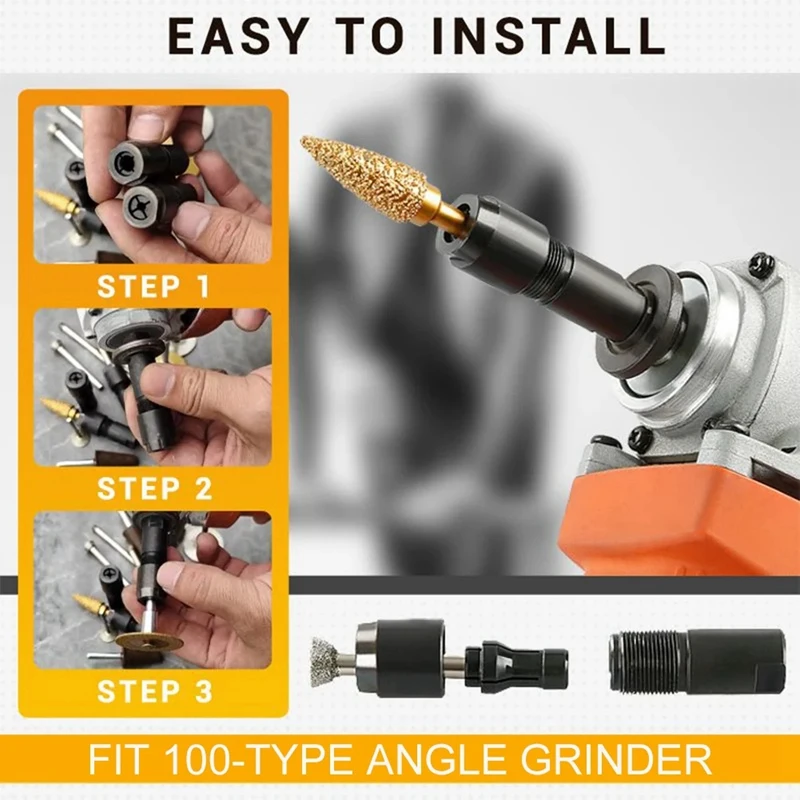 Angle Grinder Modified Adapter To Straight Grinder Chuck For 100-Type Angle Grinder M10 Thread Grinding Polishing