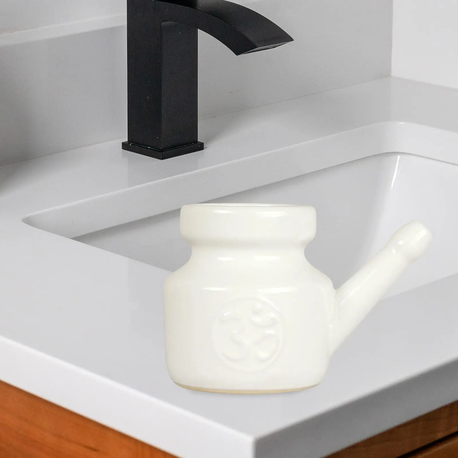 2xCeramic Neti Pot tahan bocor Sinus bilas Pot tahan lama untuk hidung pembersihan 350ml putih