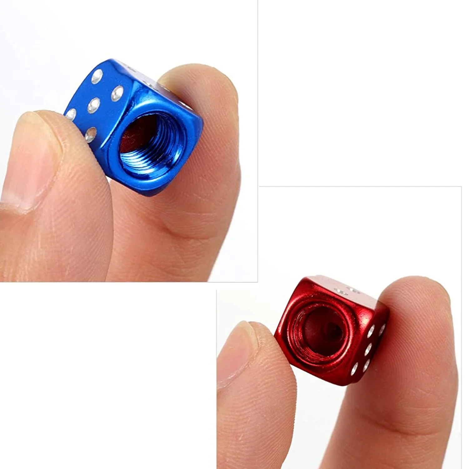 4Pcs Dice Style Tire Valve Stem Caps for Cars Motorcycles Bicycle Aluminum Alloy Nipple Caps Tyre Air Valve Dustproof Wheel Caps