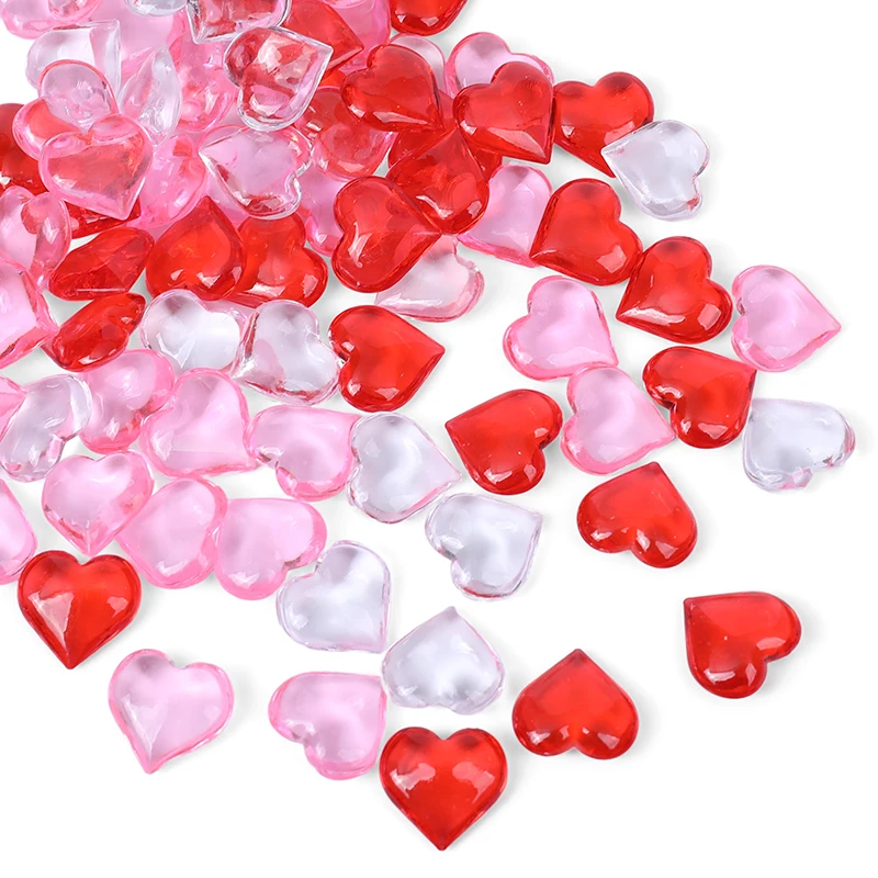 

10Pcs Valentine's Day Love Heart Gems Decorations Red Pink 3D Heart Lip Rhinestones Wedding Vase Bowl Filler Table Scatter Craft