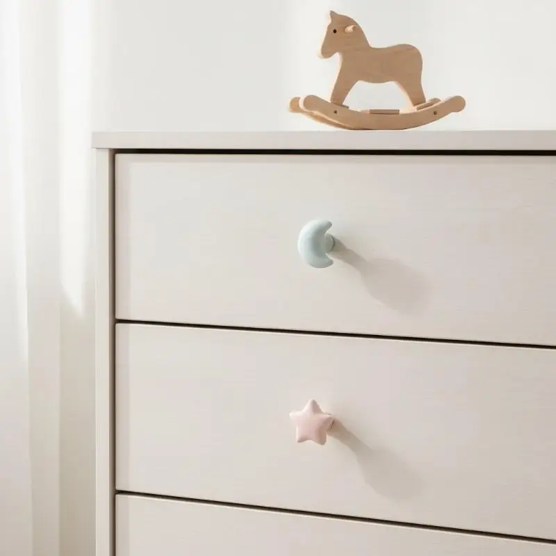 Ceramic Cabinet Pull Handle Cute Star Moon Cloud Shape Colorful Drawer Knob For Wardrobe Cupboard Furniture Decoration