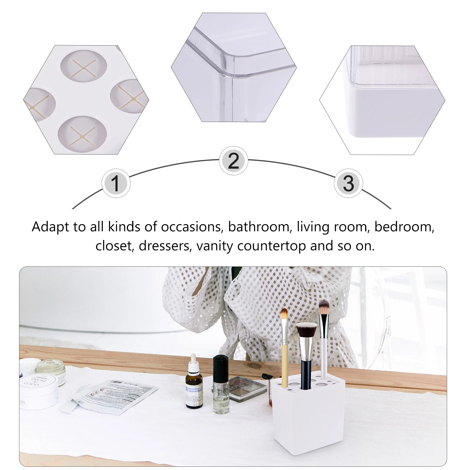 

1pc Makeup Brush Storage Box Waterproof Dustproof Sliding Lid Holder For Bathroom Bedroom Vanity Eyebrow Pencil Liner