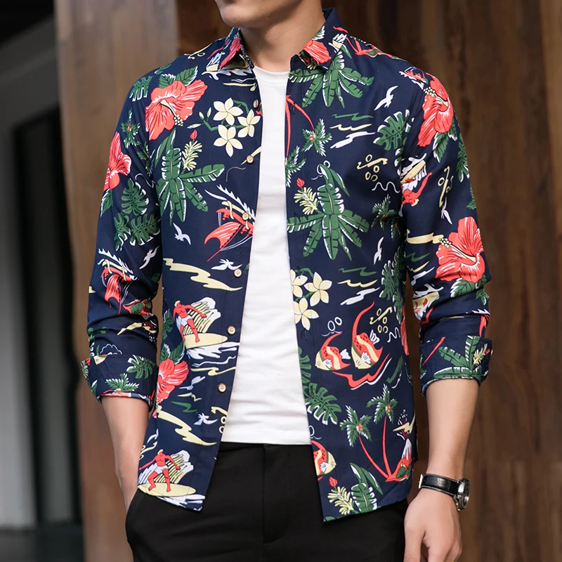 Men's Fashion 2022 Autumn Spring Clothes Shirt Long Sleeves Plus Size 5XL 6XL 7XL Hawaiian Beach Casual Floral Shirt For Man