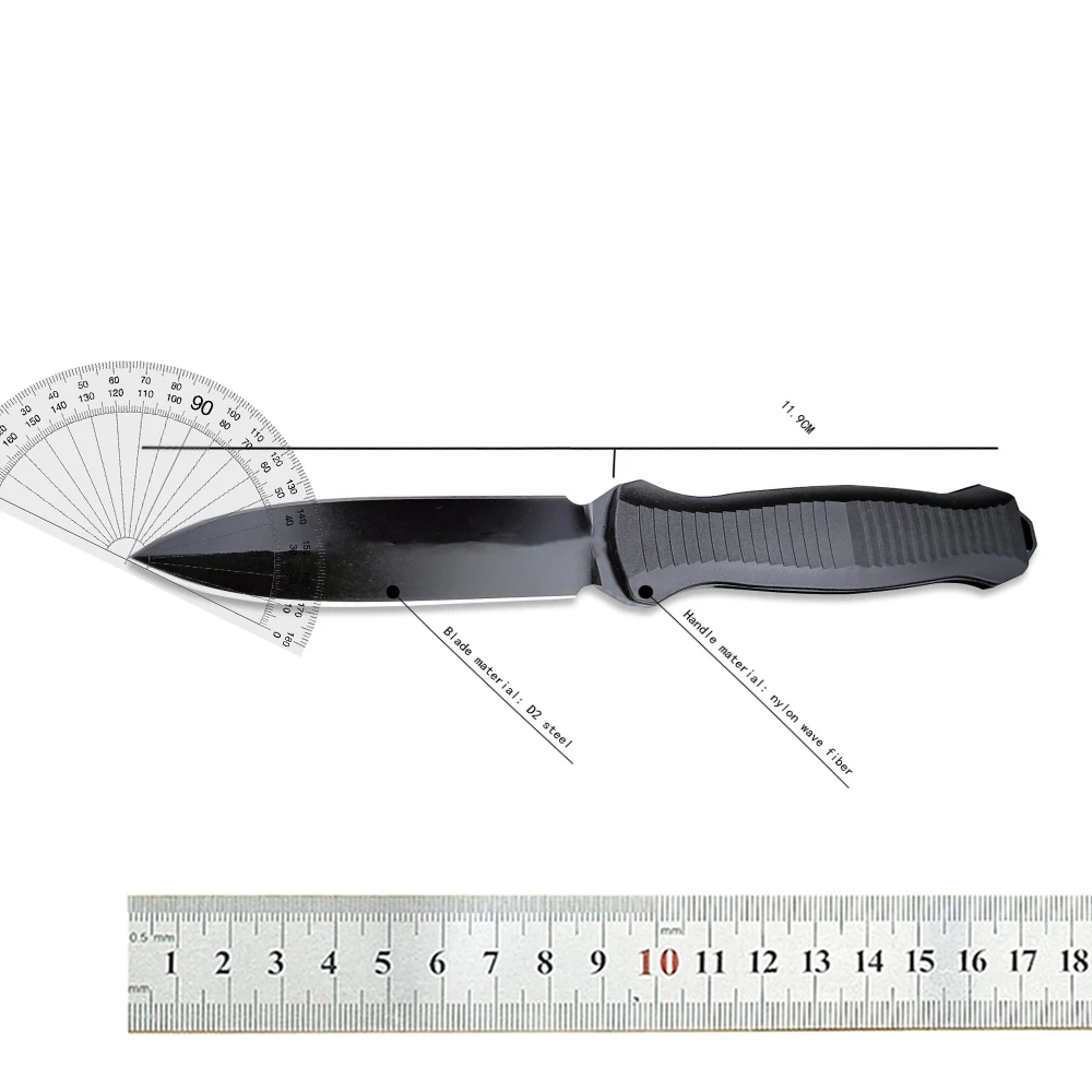 Black/Silver BM 133 SOCP Hunting Fixed Knife D2 Blade Nylon Fiberglass Handle Outdoor Tactical Camping Knives EDC Tool