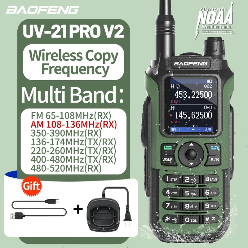 Baofeng UV-21 Pro V2 Sans Fil Copie Morte Walperforé Talkie Multi Bande Longue Portée Type-C Chargeur UV 5R Ham Radio