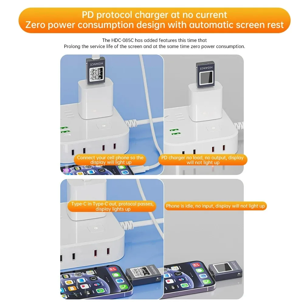 USB-C السلطة متر شاشة ديجيتال تيار مستمر الجهد مقياس التيار الكهربائي السلطة متر وقت العمل مقياس التيار الكهربائي الفولتميتر كابل يو اس بي شاحن الكاشف #4
