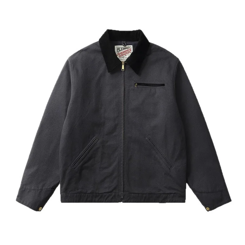 J01 Spring Fashion America Style Cargo Canva Jackets for Men Good Quality 100% Cotton Solid Color Simple Basic Thin Coats Male
