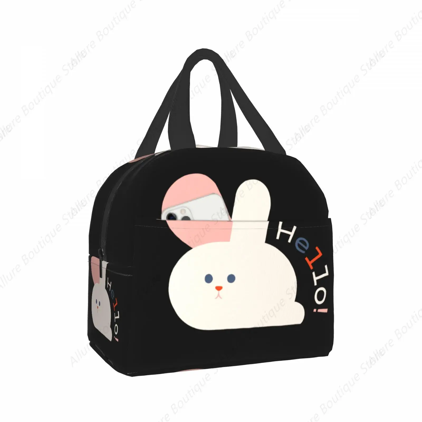 

Сумка для обеда с мультяшным кроликом, водонепроницаемая изолированная холщовая сумка-холодильник, термосумка для холодной еды, пикника, путешествий, сумка для женщин и детей