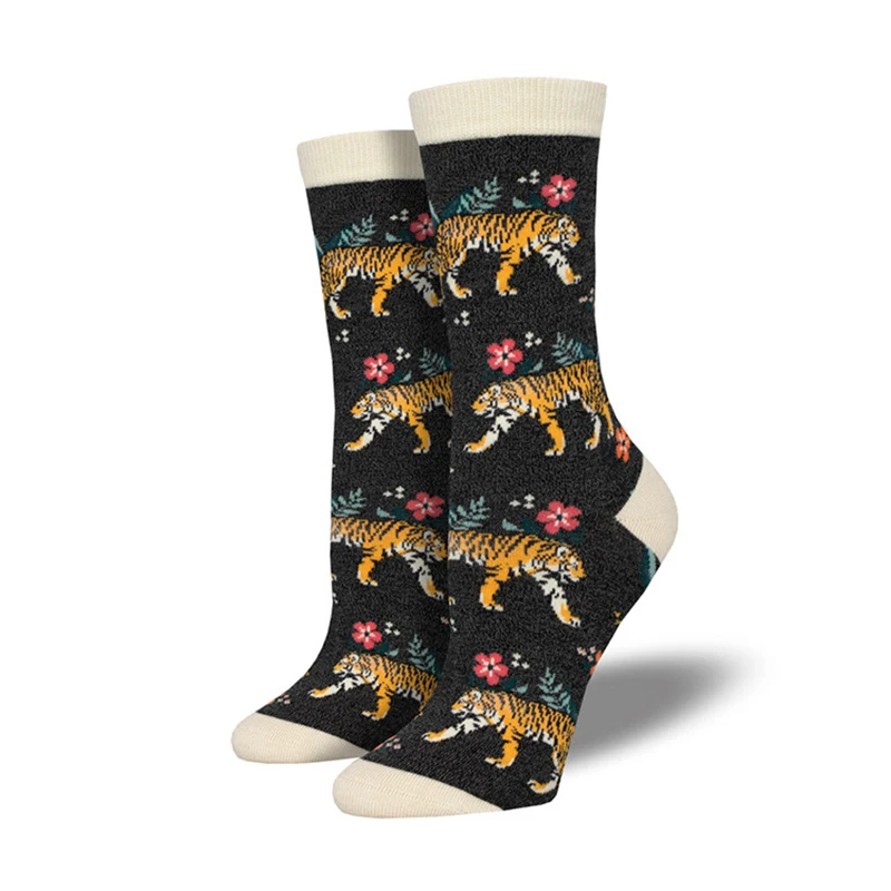 Funny Cartoon Animal Crew Socks Creative Dog Fox Tiger Owl Design Unisex Socks Men Women One Size Fashion Cotton Socks Wholesale