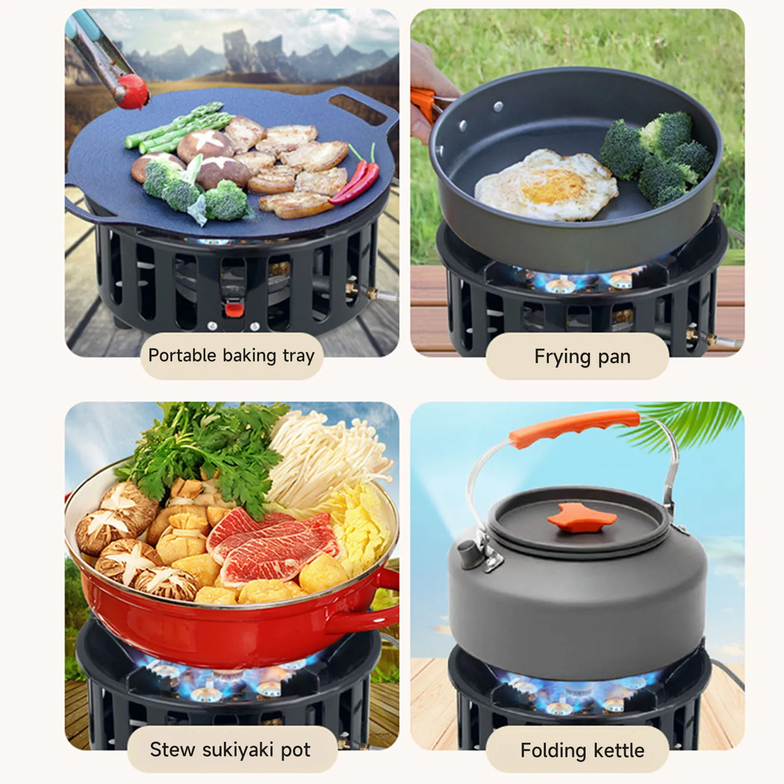 19800W Stainless Steel Camping Stove High-Power Strong Fire Tourist Gas Burner Portable Gas Stove with Electronic Ignition