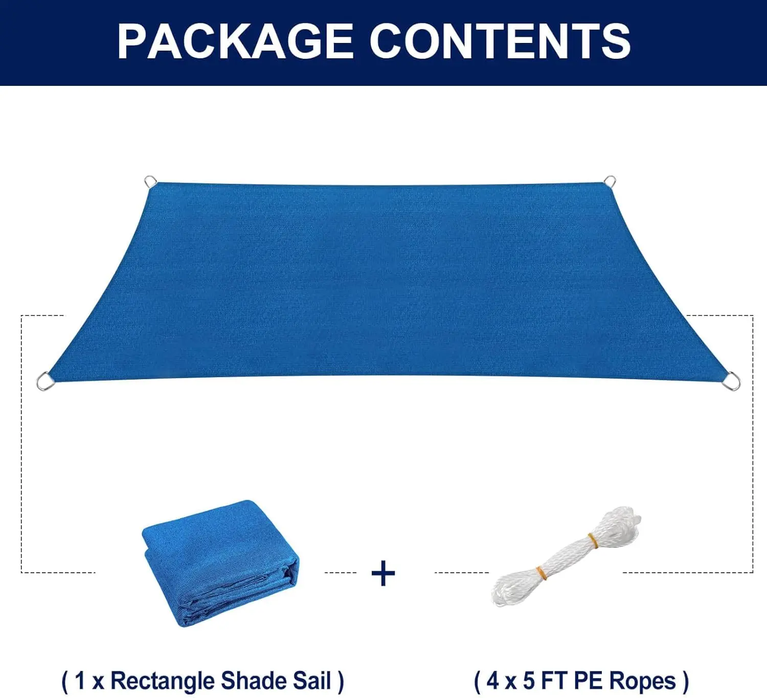 12'X16' Sun Shade Sails Outdoor Sun Protection Sunshades Block Shade Canopy, Patio Shades for Backyard, Deck and Lawn, Blue