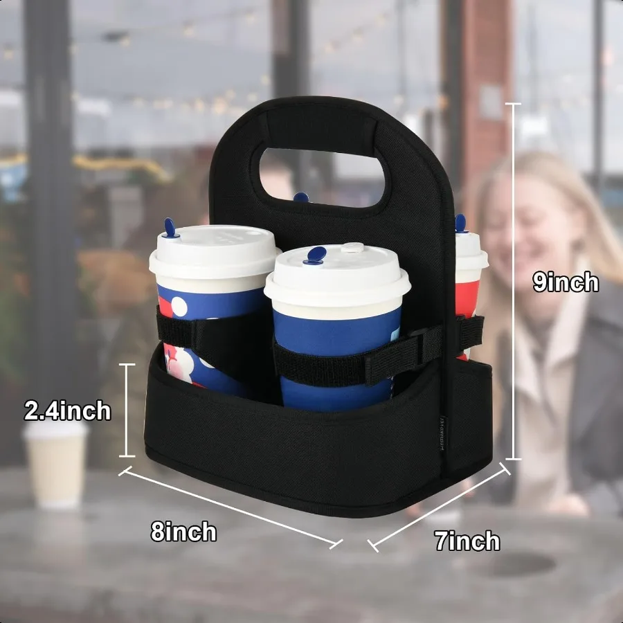 กระเป๋าใส่แก้วกาแฟแบบพกพา 4 ถ้วย พร้อมหูหิ้ว สำหรับใส่เครื่องดื่มร้อนเย็น เหมาะสำหรับส่งอาหาร