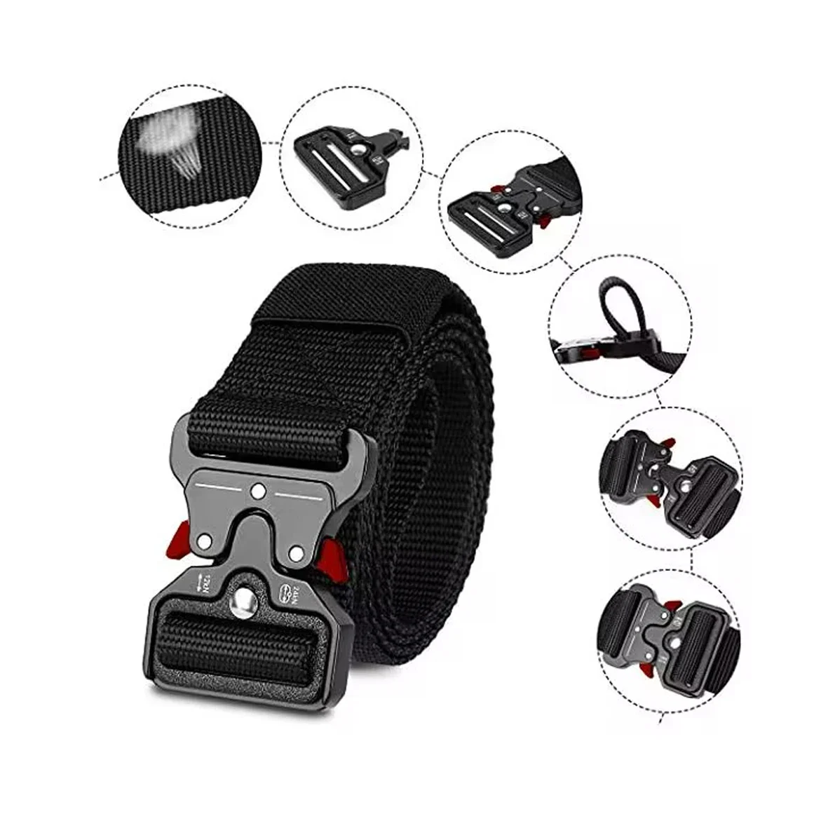 1-Piece Men's Outdoor Sports Leisure Belt Quick Release Symmetrical Buckle Unisex Multi-Functional Belt Black Belt Wholesale