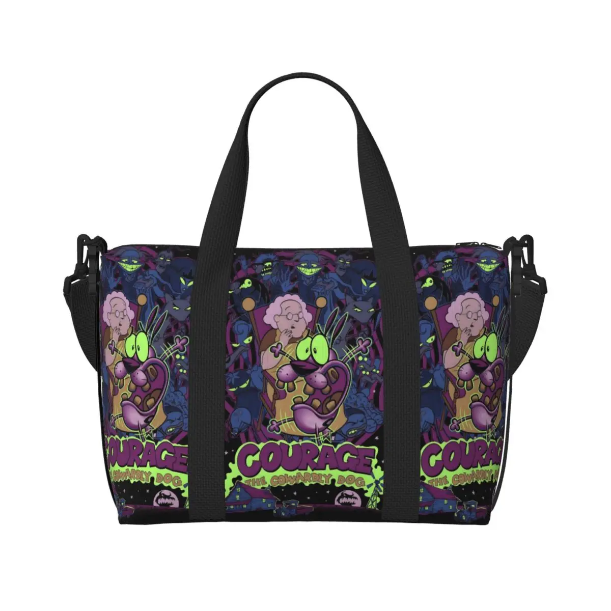 

Пользовательские C-Courage The Cowardly Dog продуктовая сумка-тоут для покупок женская большая вместительная собака с героями мультфильмов тренажерный зал пляжные дорожные сумки