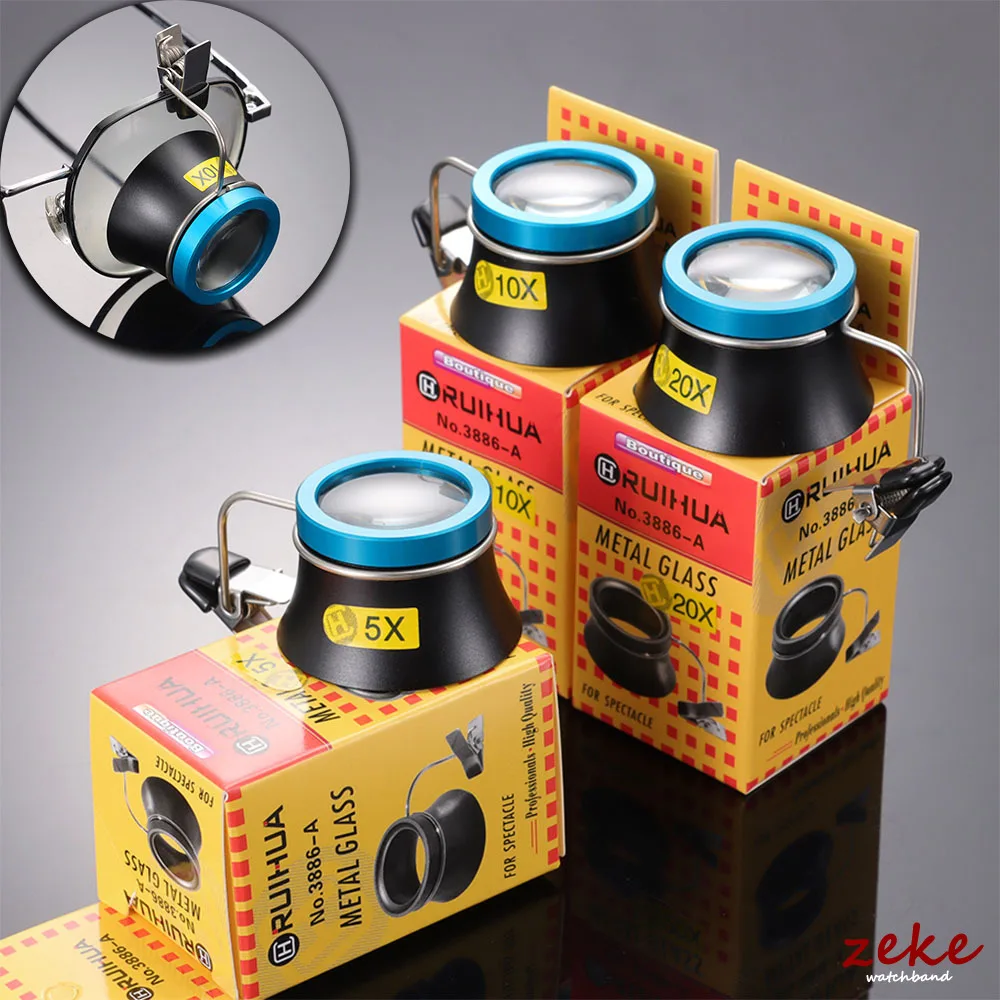 5X 10X 20X Eyeglass Magnifier Clip-On Eye Loupe for Watchmaker Magnifying Lens Portable Eyepiece Process Operation Repair Tool