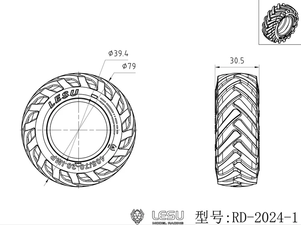 LESU für 1/14 Reifen Radnabe 6MDX Muldenkipper MCL8 Lader AT1050 Gabelstapler Teile LKW DIY Zubehör Spielzeug – Detail 1