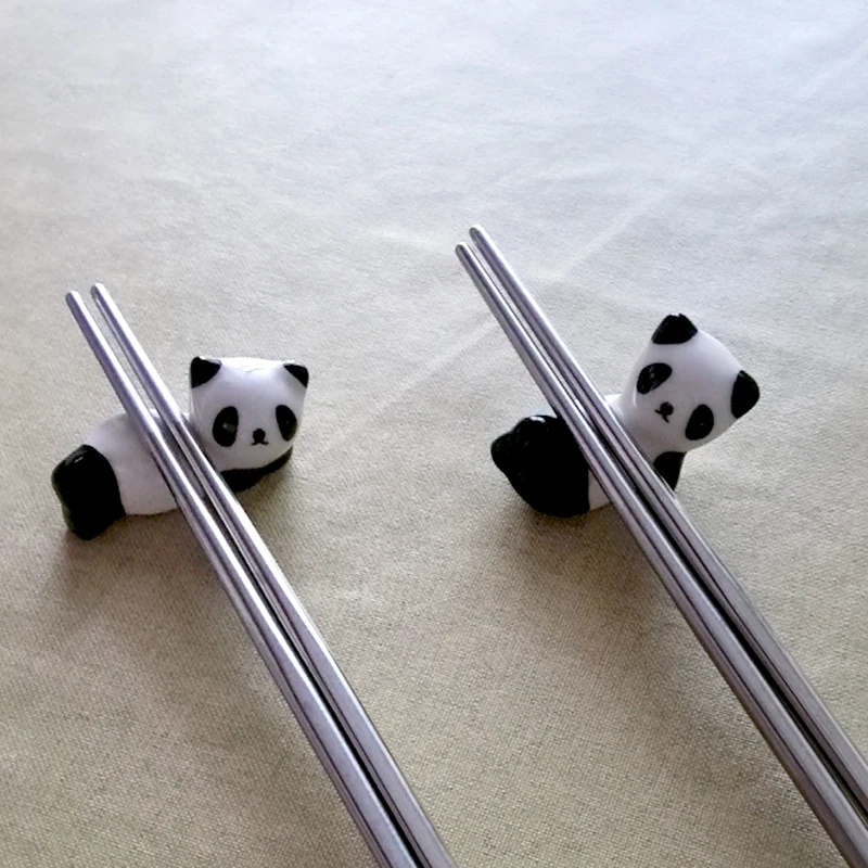 8Pcs/set DIY Panda Chopstick Holder, Cute Adorable Writing Brush Pen Holder, Animal Ceramic craft Panda Ornament Home Decoration