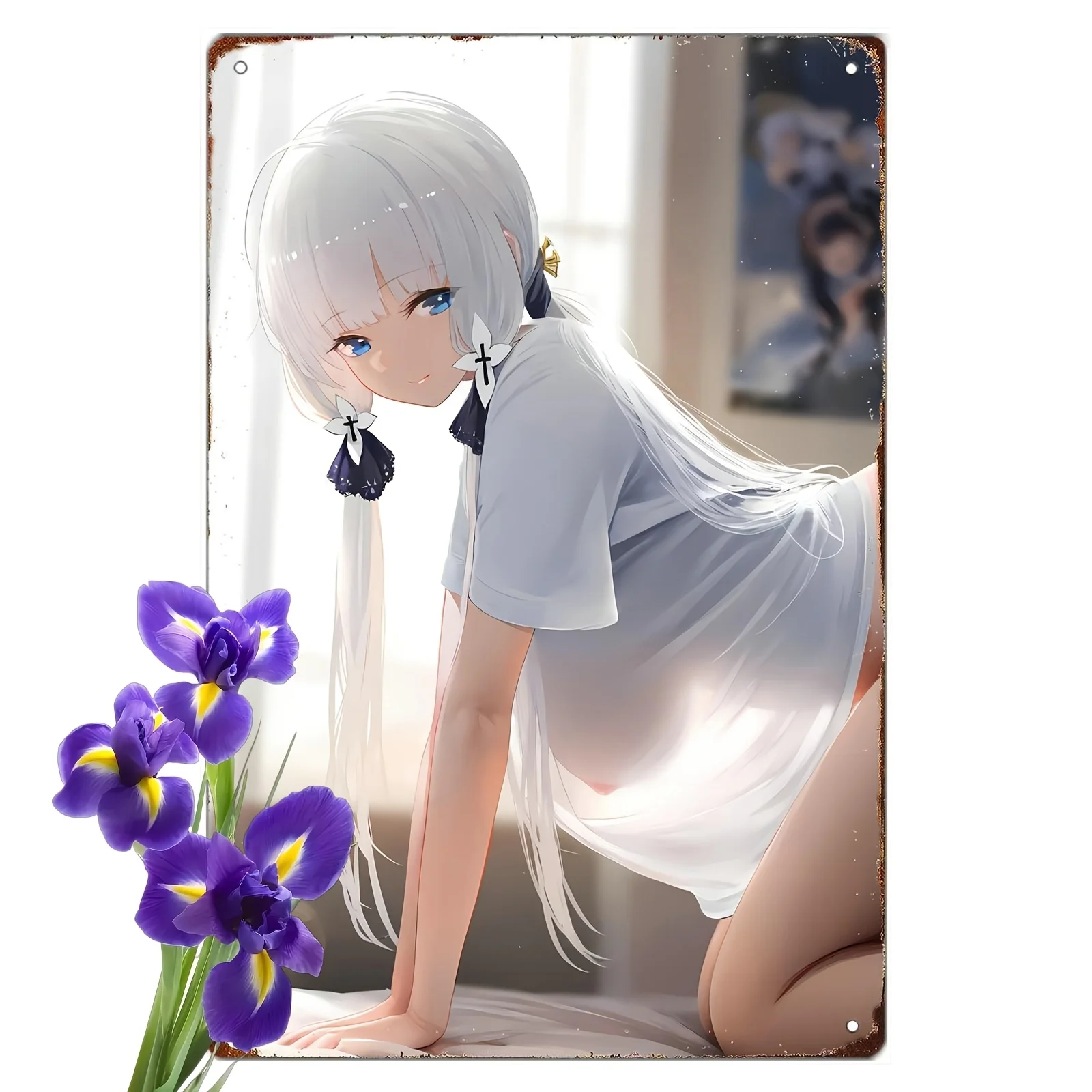 Anime Girl Vintage Metal Sign, Aluminum Wall Art with Pre-Drilled Holes, , for Home, Man Cave, Garage, and Pub Decor, 20*30cm, 2