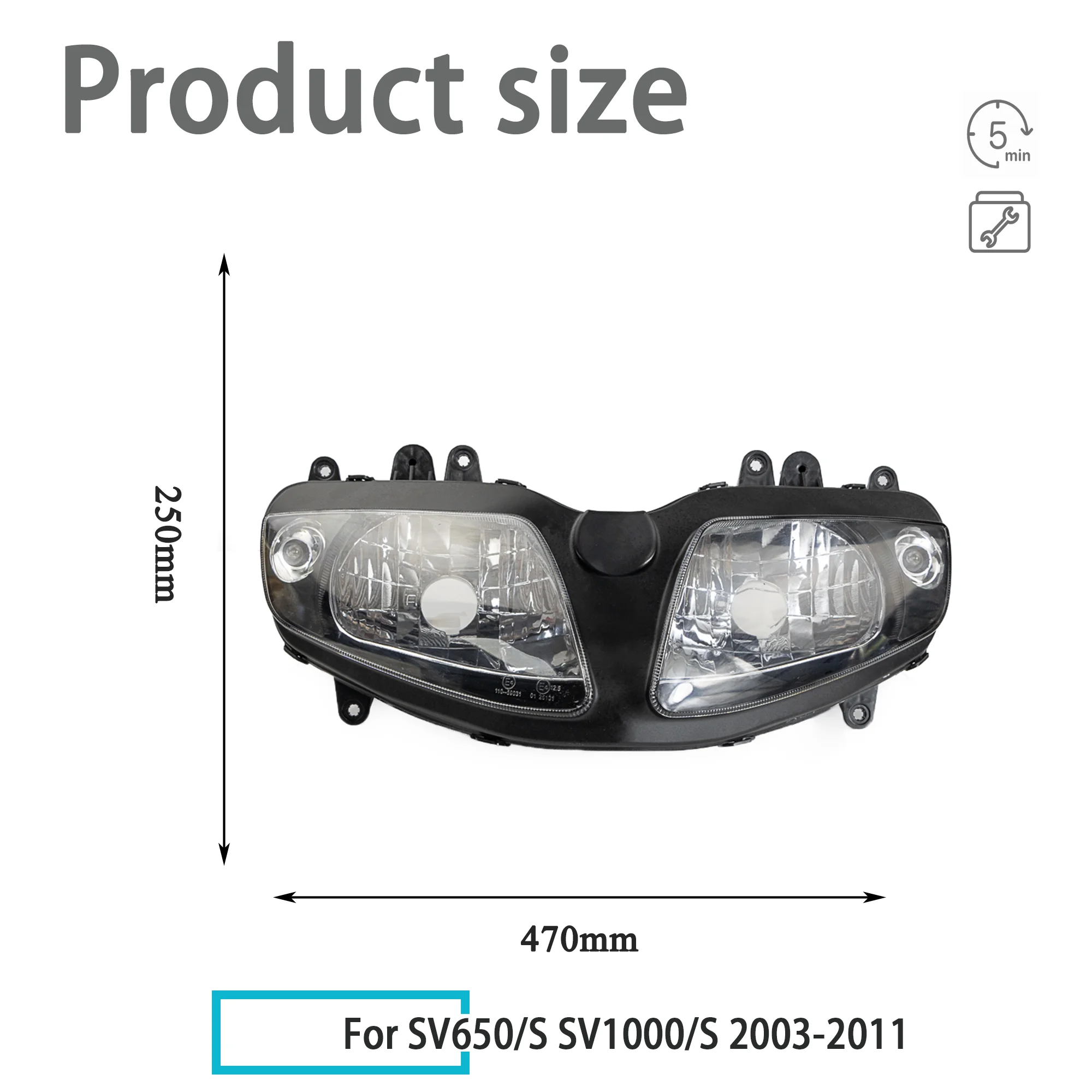 Motorcycle Headlamp Assembly Fit For 2003 - 2012 SUZUKI SV650 SV650S SV1000 SV1000S Headlight SV 650 1000 04 07 08 09 Head Light view 6