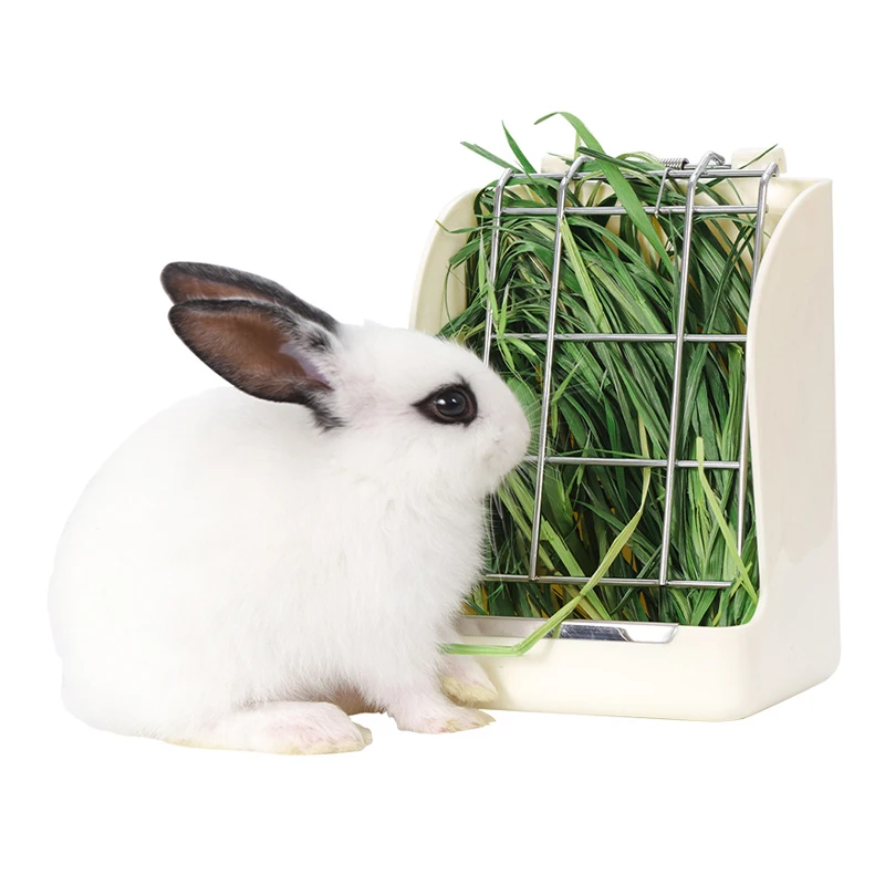 Rabbit Accessories Galvanized Spring Rabbit Grass Frame Grass Bowl Bottle Feeder For Rabbit