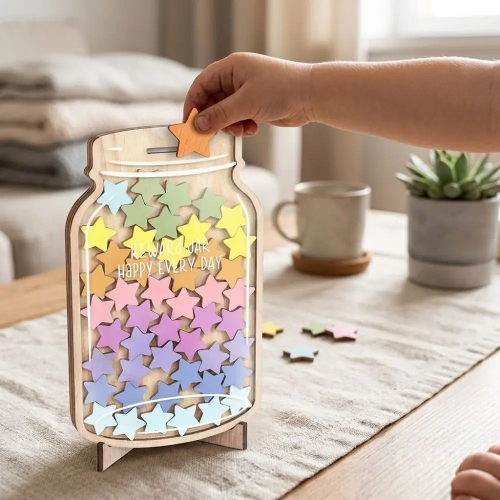 Interactive Star Reward Jars with 45 Stars Reward System Star Flower Shape Learning Incentive Star Jar Freestanding