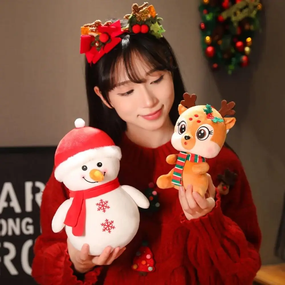 ตุ๊กตาคริสต์มาสตุ๊กตาของเล่นตุ๊กตา Snowman Christmas Tree Santa Claus ตุ๊กตา Plush Super Soft น่ารัก 3D ตุ๊กตาสัตว์ Elk ของเล่น