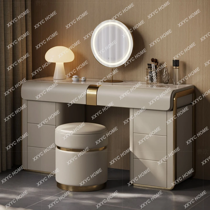 

Light Luxury Dressing Table Bedroom Small Apartment High-End Minimalist Marble Integrated Simple Makeup Table