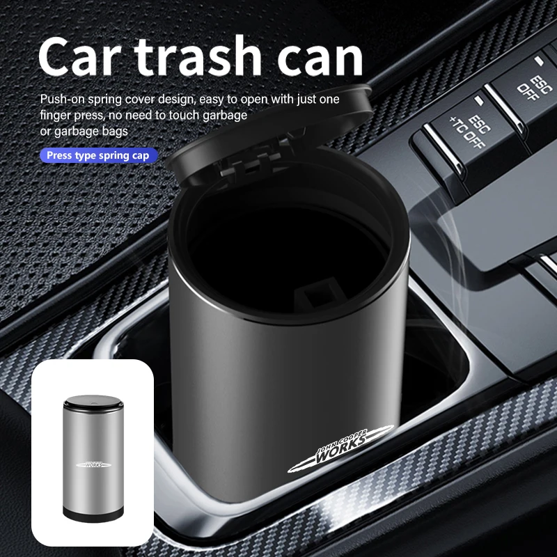 

Car Trash Can Ashtray Storage Box Alloy Organizer Garbage Bin For MINI R56 F54 F57 R70 JCW F60 F55 John Cooper Works