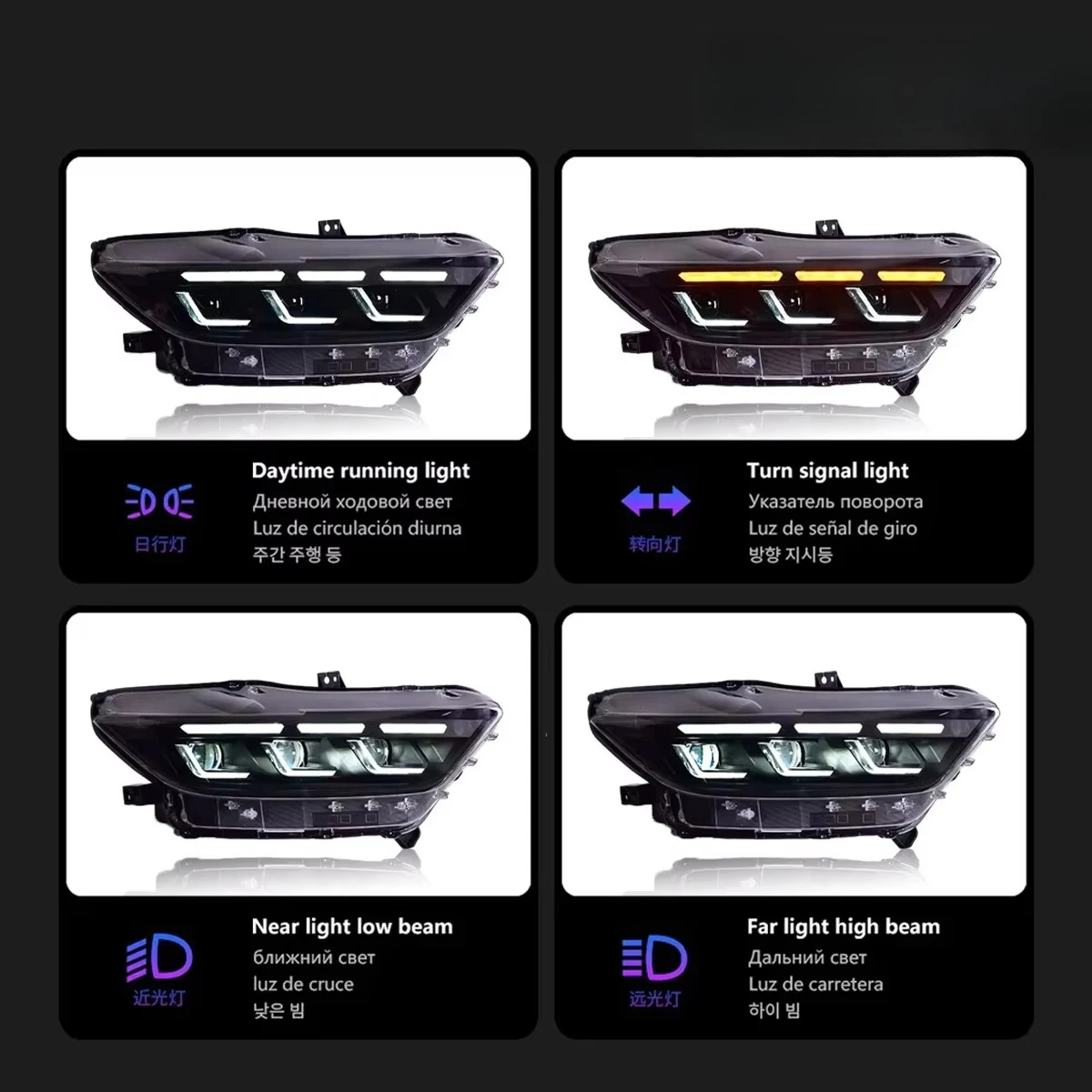 Headlights for  Mustang 2015-2022 LED Car Lamps Running Lights Turn Signals