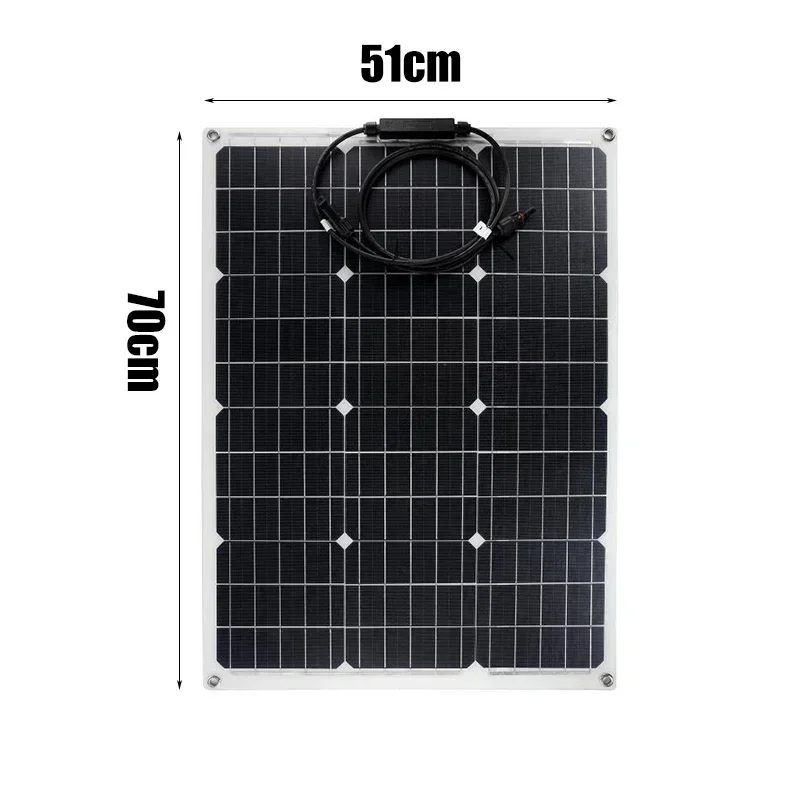 BMAD-Solar Panel 150W 18V Semi-flexible Monocrystalline Solar Cell Solar Board DIY Cable Battery Power System for Outdoor Car RV