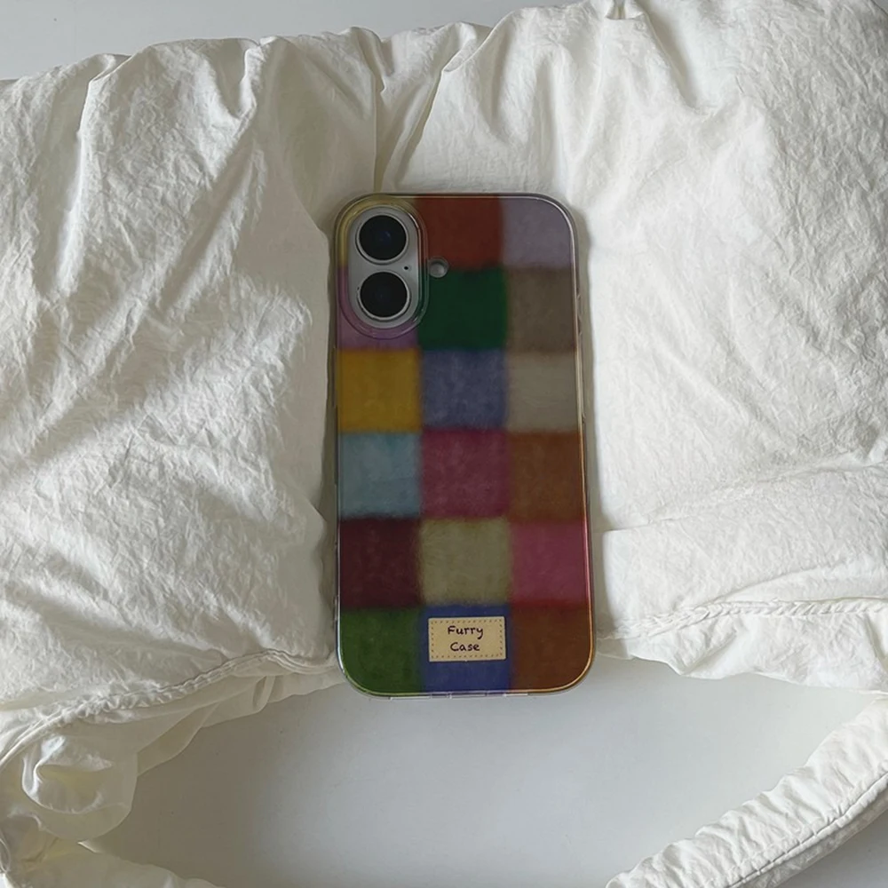 Color plaid luxury Phone Case for Samsung Galaxy S25 S24 S23 S22 S21 FE Ultra Plus 4G 5G Feather Texture Back Cover