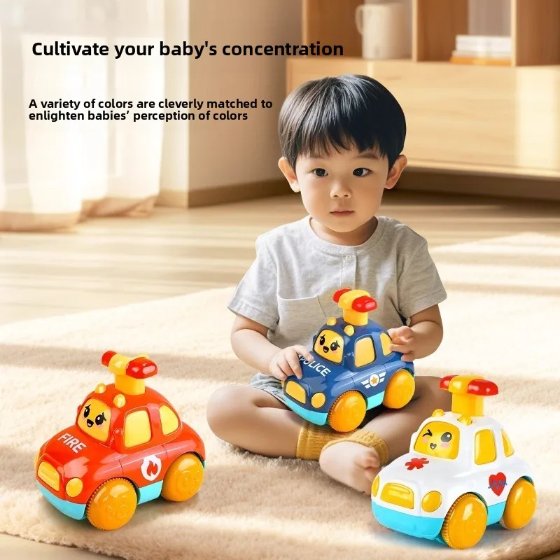 Push-Along speelgoedauto voor kinderen voor jongens en meisjes Inertie-aangedreven opwindbare auto Educatief speelgoed voor baby's van 6 maanden tot 3 jaar
